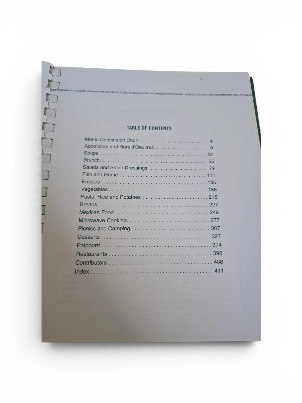 Source Unknown Colorado Cache Cookbook - White, Green, Blue, Yellow Cover